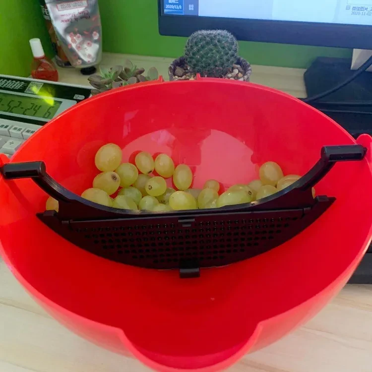 Escurridor de cocina giratorio de 360 grados para limpiar y escurrir frutas y verduras