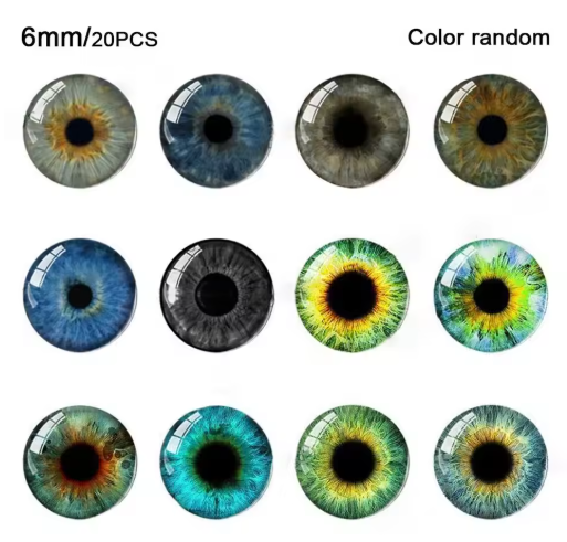 20 piezas/10 pares de ojos de 6 mm a 20 mm para manualidades, de cristal, de plástico, para marionetas, con purpurina, accesorios para muñecas.