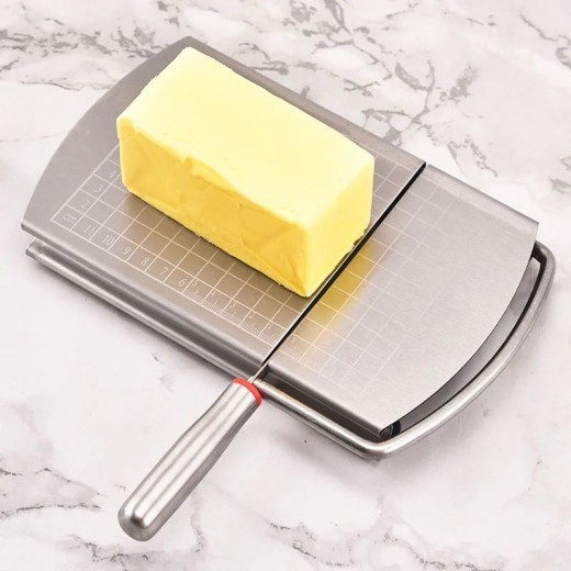 Rebanador multifuncional de mantequilla, queso, jamón, salchichas, utensilios de cocina, tabla de cortar de acero inoxidable con base de succión de silicona