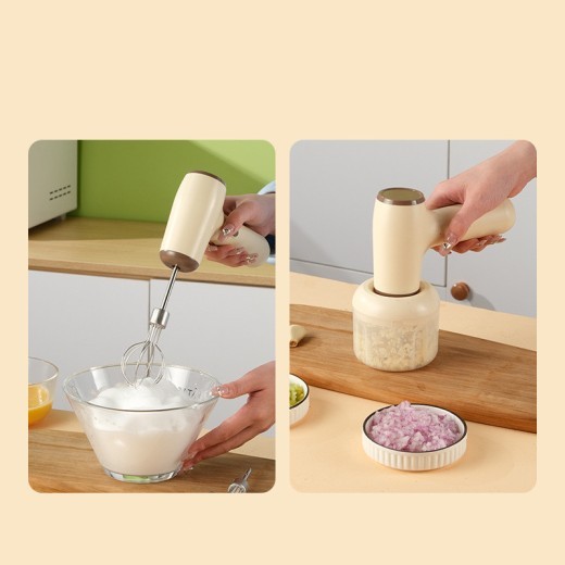 Picadora de ajo eléctrica 2 en 1, recargable por USB, para verduras, chile, carne y jengibre, multiusos, de mano.