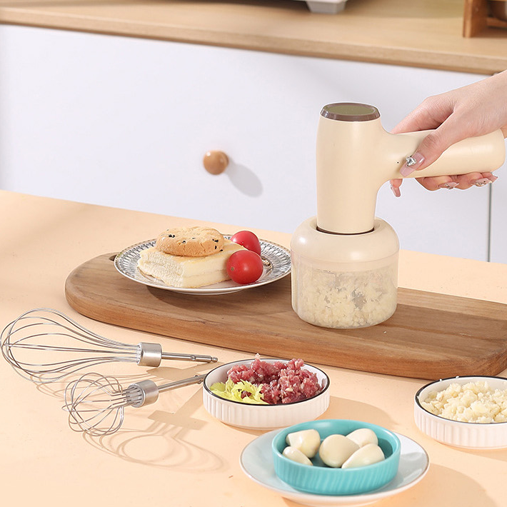 Picadora de ajo eléctrica 2 en 1, recargable por USB, para verduras, chile, carne y jengibre, multiusos, de mano.