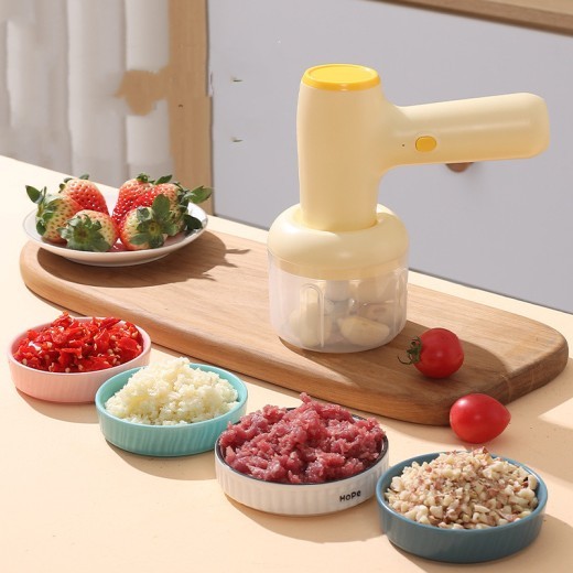 Picadora de ajo eléctrica 2 en 1, recargable por USB, para verduras, chile, carne y jengibre, multiusos, de mano.