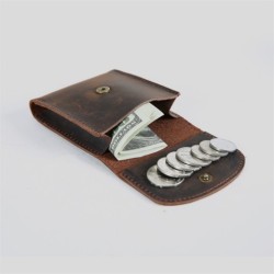 Monedero pequeño retro sencillo de piel de vaca