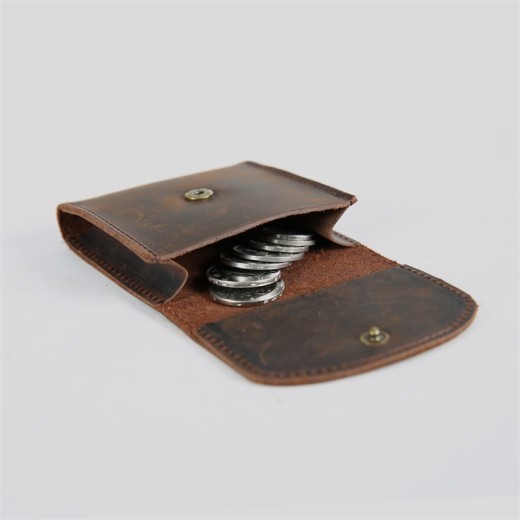 Monedero pequeño retro sencillo de piel de vaca