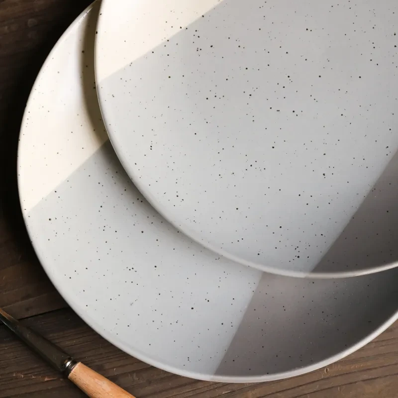 Plato de cerámica retro con efecto desgastado de 8 pulgadas, estilo japonés, plano