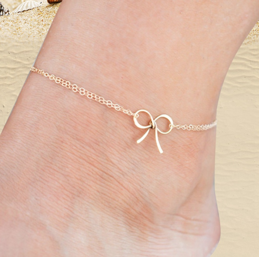 Tobillera sencilla con lazo, diseño personalizado, accesorios de ropa para novias.