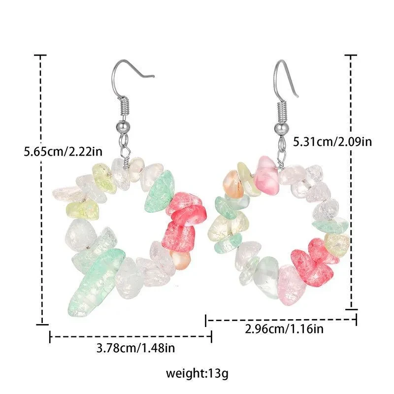 Pendientes de cristal, pendientes sencillos de piedra triturada multicolor, accesorios para mujer, ganchos para las orejas