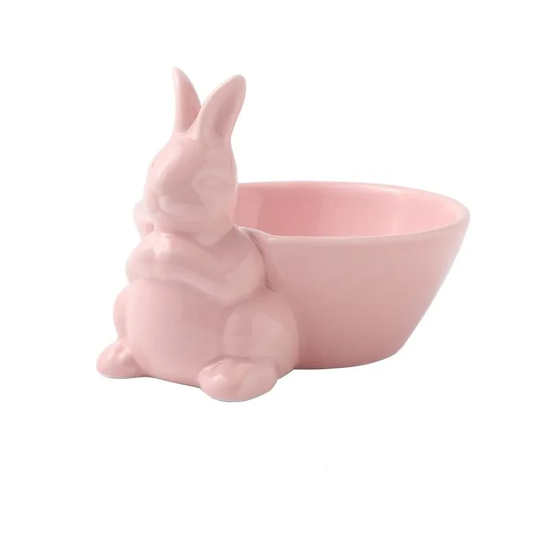 Tazón de cerámica para postre y ensalada con diseño de conejo de dibujos animados