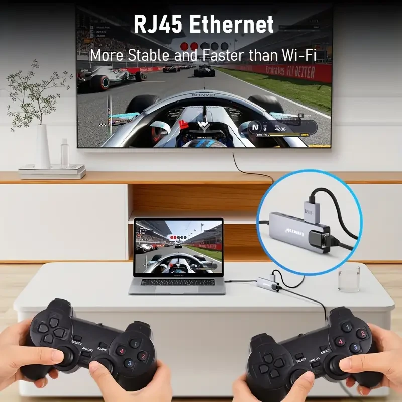 Adaptador LAN RJ45 para HDTV con concentrador USB tipo C 5 en 1 de Lemorele