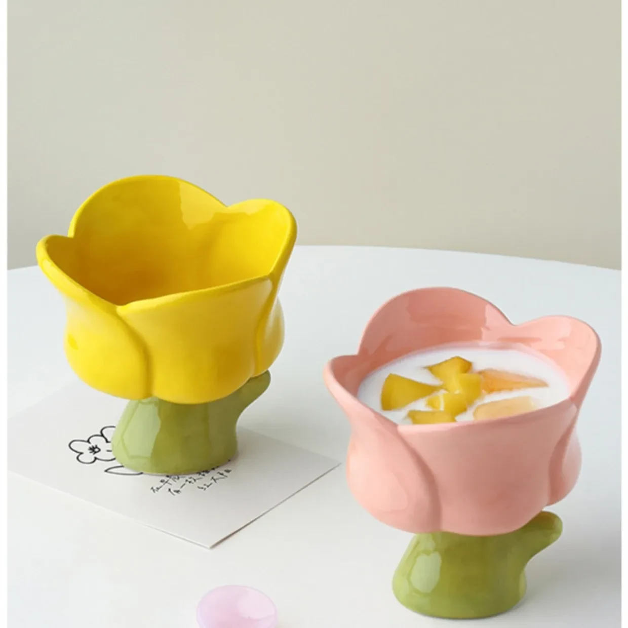 Taza de postre creativa y bonita de cerámica para beber agua