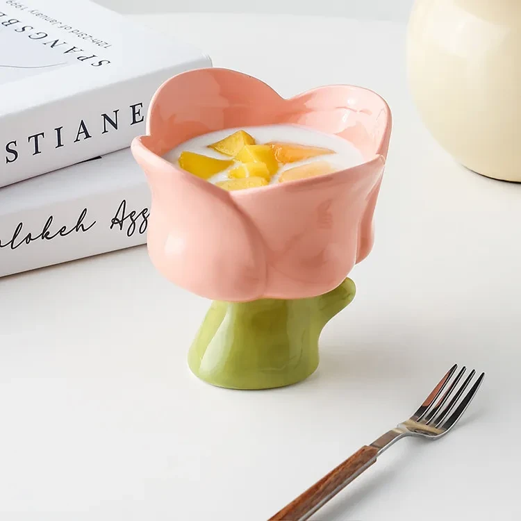 Taza de postre creativa y bonita de cerámica para beber agua