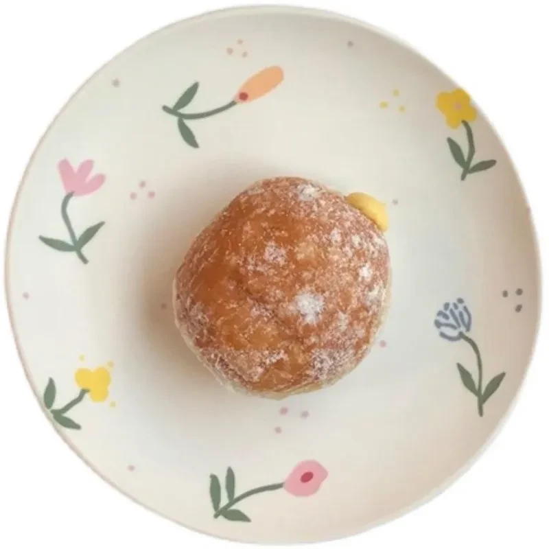 Plato de postre floral de fruta pintado a mano mate Ins