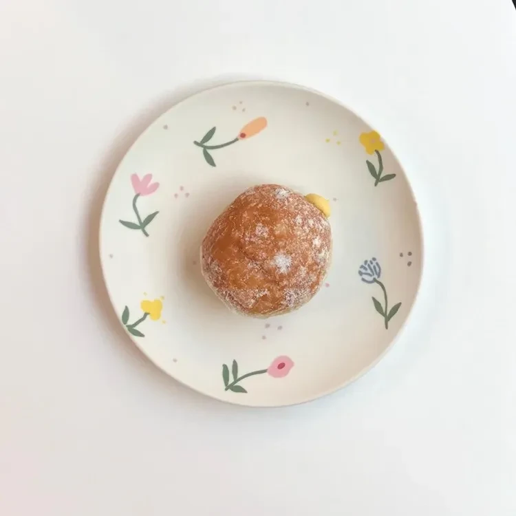 Plato de postre floral de fruta pintado a mano mate Ins