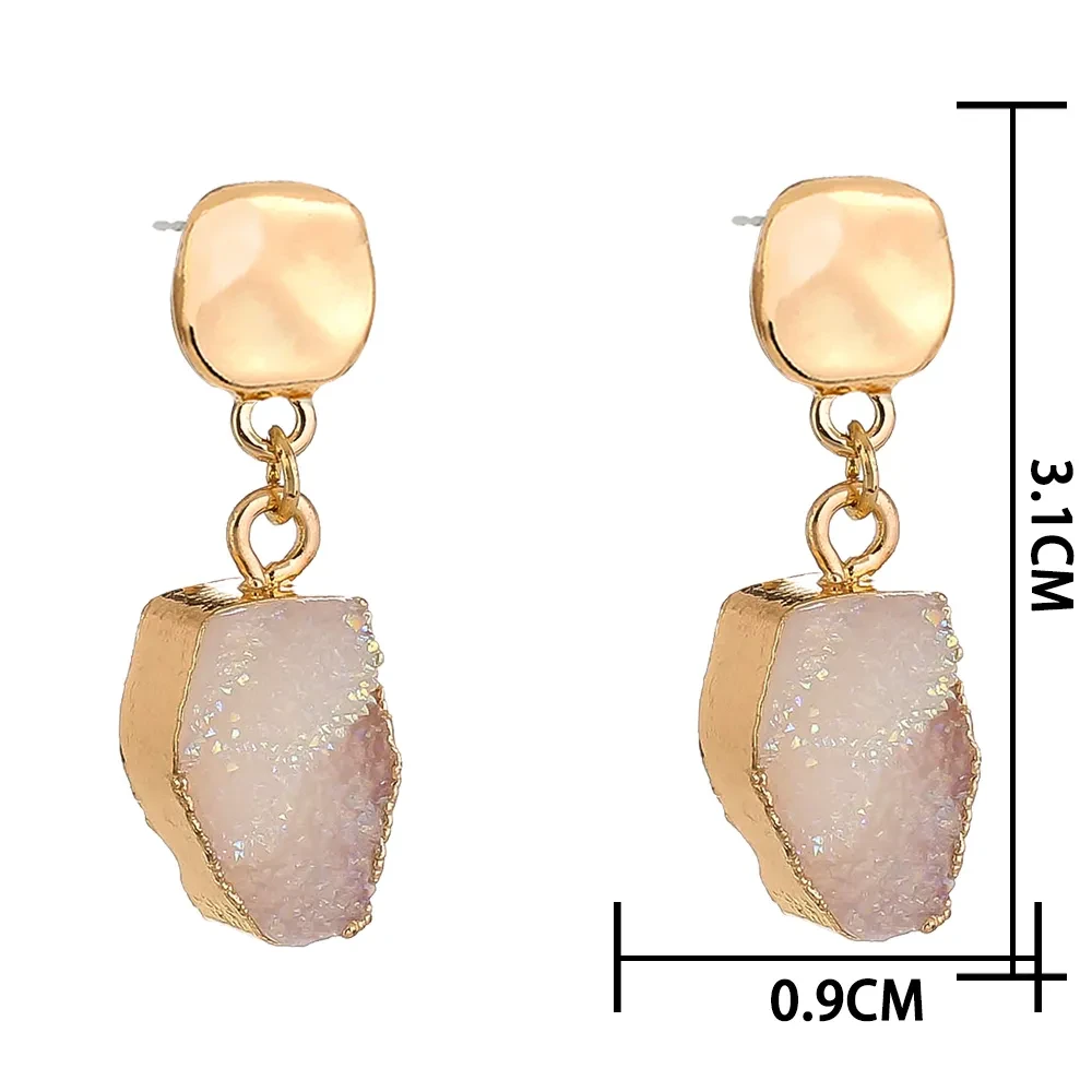 Pendientes de imitación de piedra natural con personalidad exagerada, pequeños, pequeños, estilo frío, joyería femenina.
