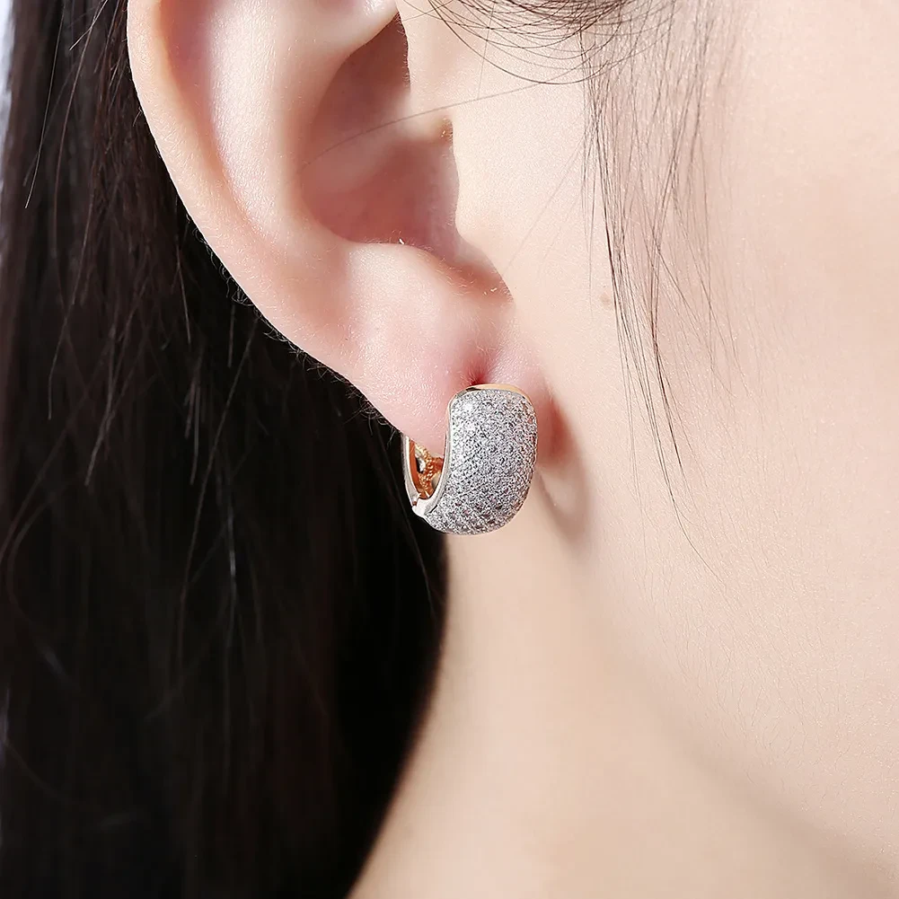 Pendientes redondos de cristal para mujer, aros dorados con circonita cúbica y piedra CZ, joyería vintage.