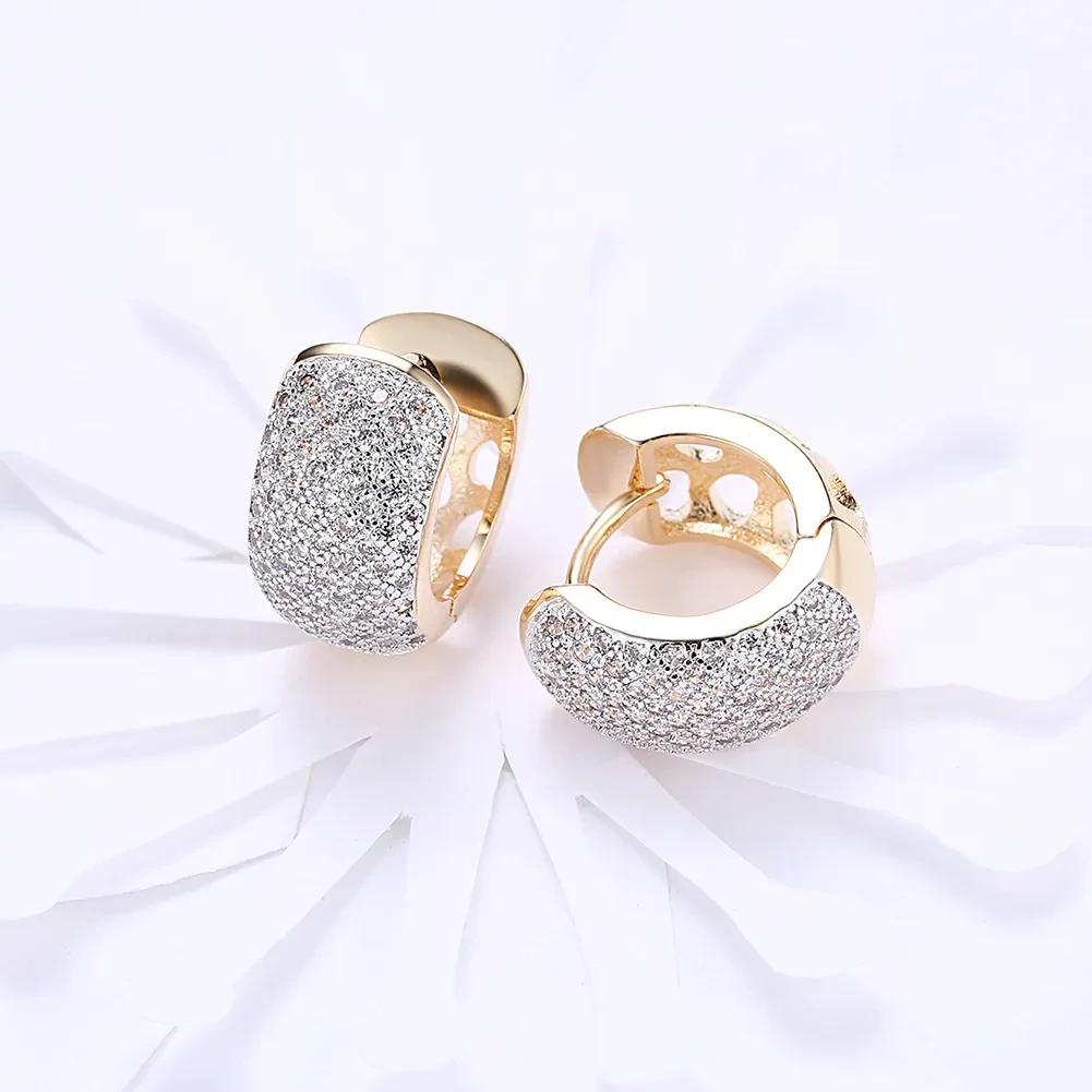 Pendientes redondos de cristal para mujer, aros dorados con circonita cúbica y piedra CZ, joyería vintage.