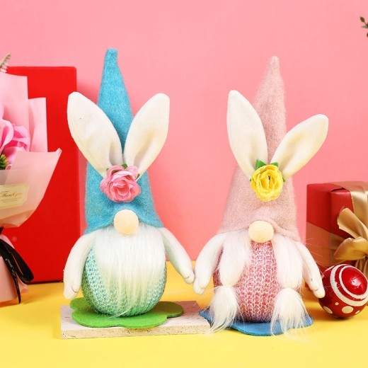 Adornos de Pascua con luz de conejito para ventana, decoración del hogar