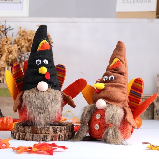 Nueva decoración de muñeco sin rostro de pavo con linterna de Acción de Gracias