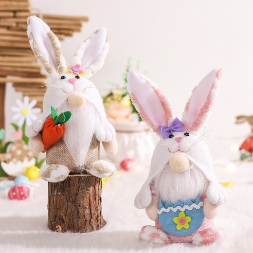 Suministros de decoración de Pascua Orejas de conejo de peluche Muñeca sin rostro