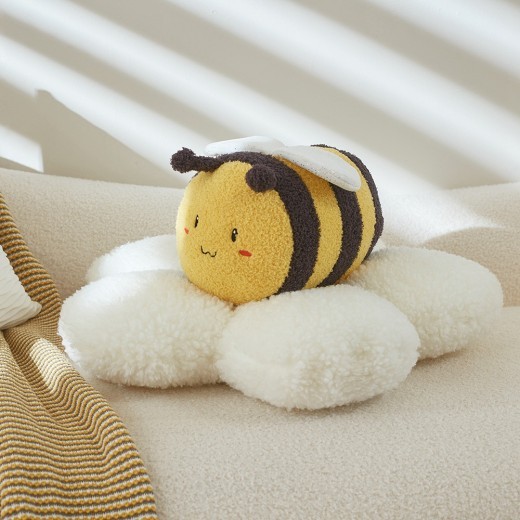 Muñeco de abeja con cojín de flores para sala de estar, decoración sencilla para el hogar, muñeco de tela de peluche