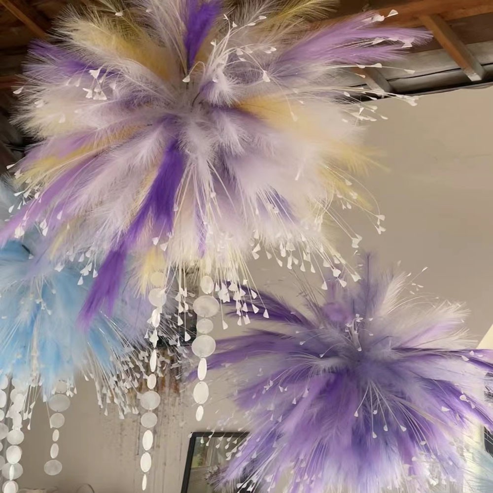 Decoración de hierba de la pampa con juncos para San Valentín, Año Nuevo y bodas. Hierba de la pampa con plumas, arreglo floral.