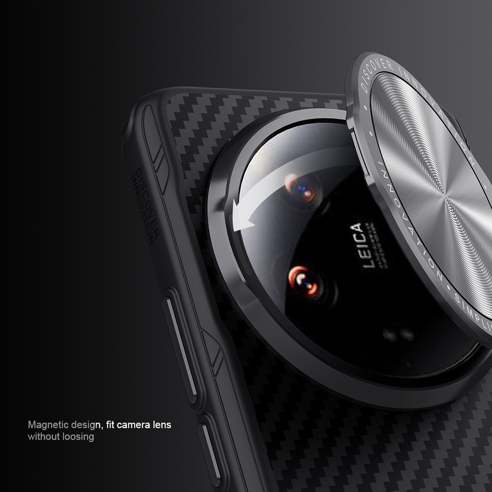 NILLKIN - Carcasa trasera CamShield de fibra de carbono para Xiaomi Mi 14 Ultra 5G con protección completa para cámara 360