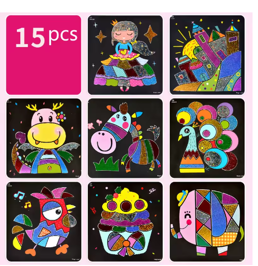15/20 pegatinas mágicas brillantes de colores para niños, manualidades de pintura hechas a mano, juguetes de regalo