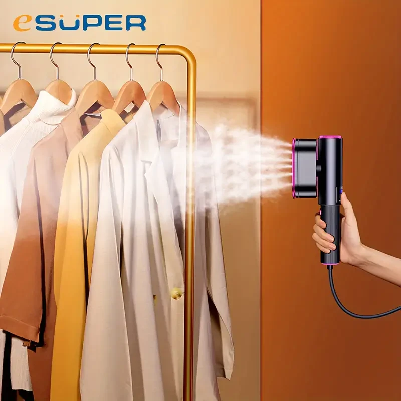 Vaporizador de ropa portátil 2 en 1 ESUPER con pantalla LED