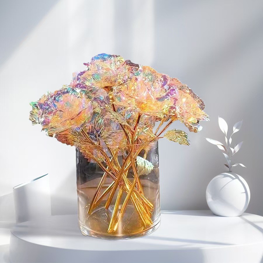 Rosas blancas de colores, flores artificiales de regalo