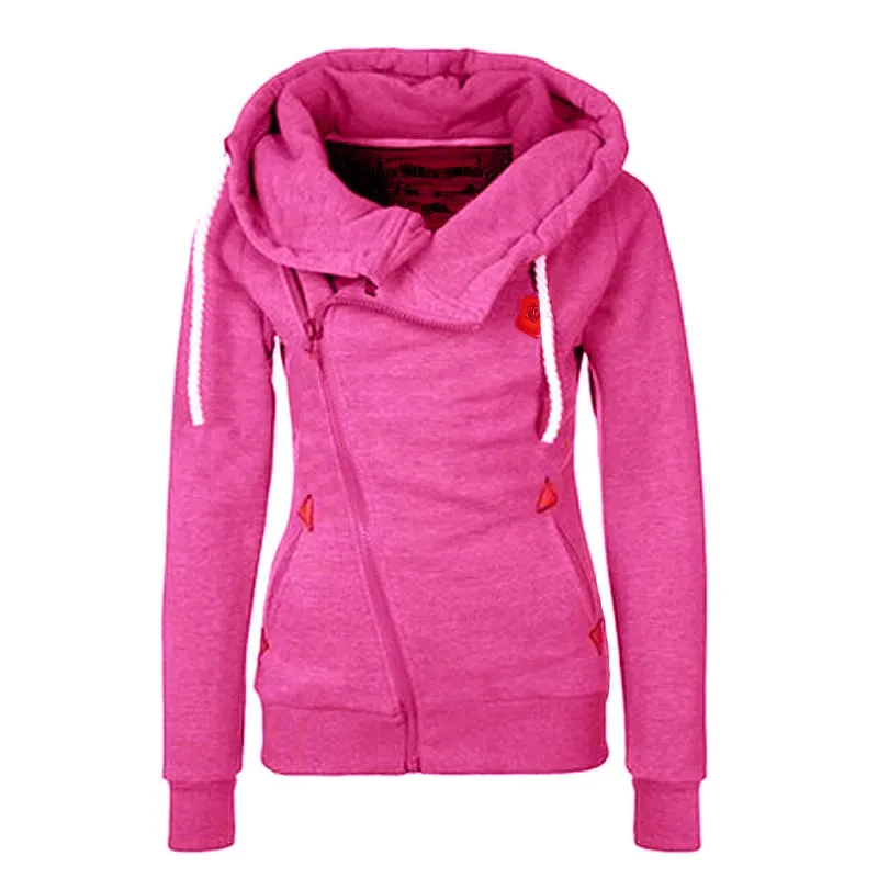 Sudadera deportiva con capucha y cremallera lateral para mujer