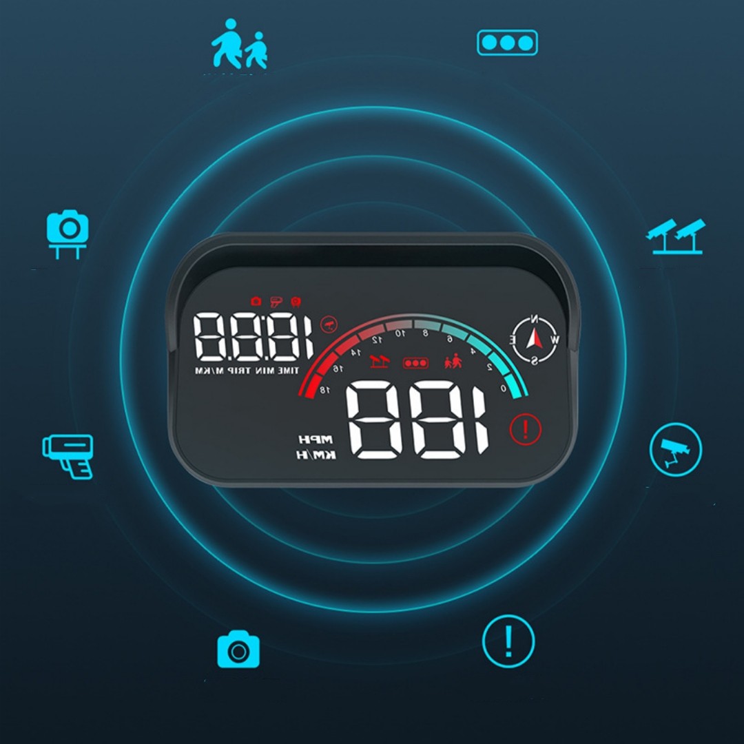 Pantalla frontal HUD para coche OBD Velómetro universal