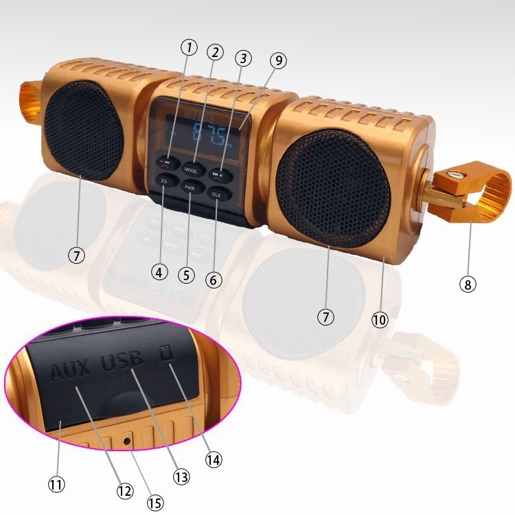 Audio de grifo para motocicleta con Bluetooth