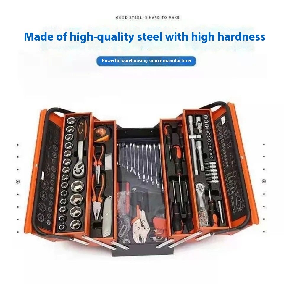 Kit de reparación de automóviles de 85 piezas, caja de herramientas grande de tres capas
