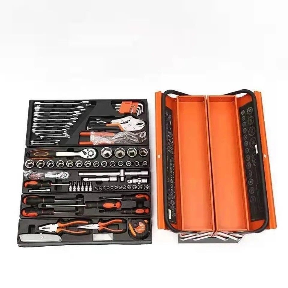 Kit de reparación de automóviles de 85 piezas, caja de herramientas grande de tres capas