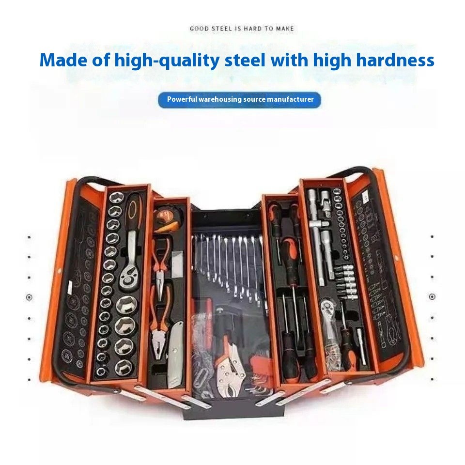 Kit de reparación de automóviles de 85 piezas, caja de herramientas grande de tres capas