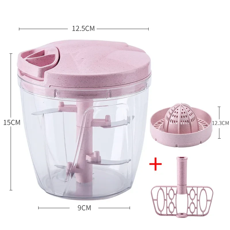 Picadora de carne manual, exprimidor pequeño para el hogar, máquina picadora multifunción de 900 ml, trituradora de verduras manual