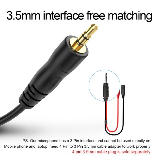 Compatible con Apple, micrófono de condensador con trípode de 3,5 mm para estudio de audio informático.