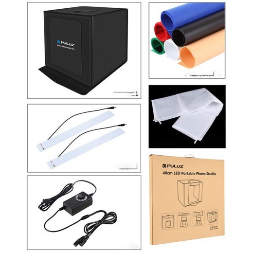 Caja de luz suave para fotografía con iluminación LED de estudio plegable de 40 cm y atenuación