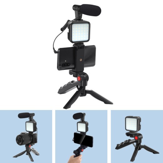 Compatible con Apple, kit de trípode para vlogs profesionales, fotografía de vlogs con estudio de video para teléfonos inteligentes