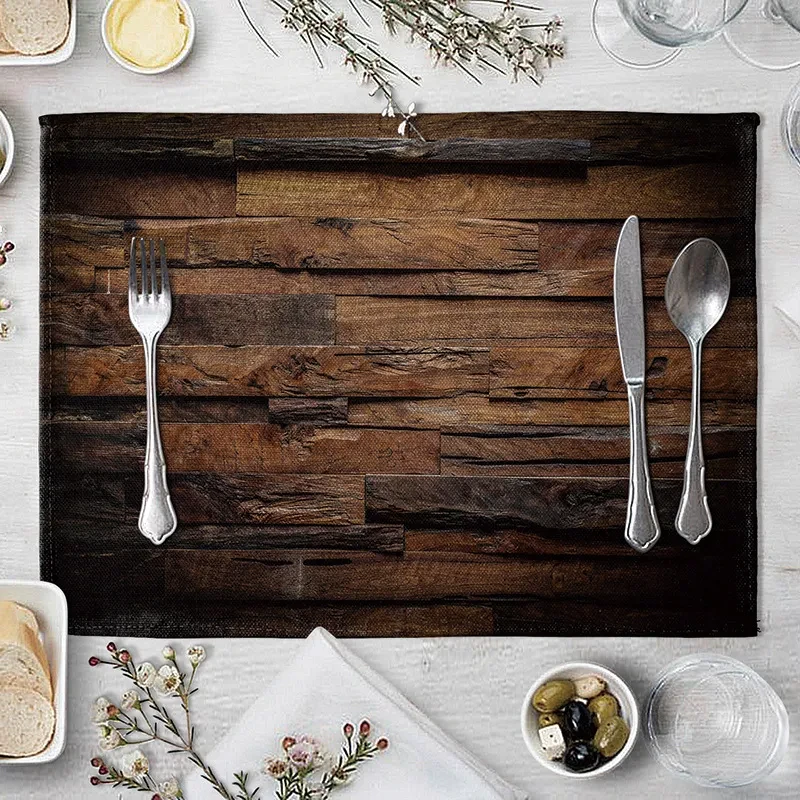 Mantel de mesa de estilo europeo con tablero de veta de madera creativo