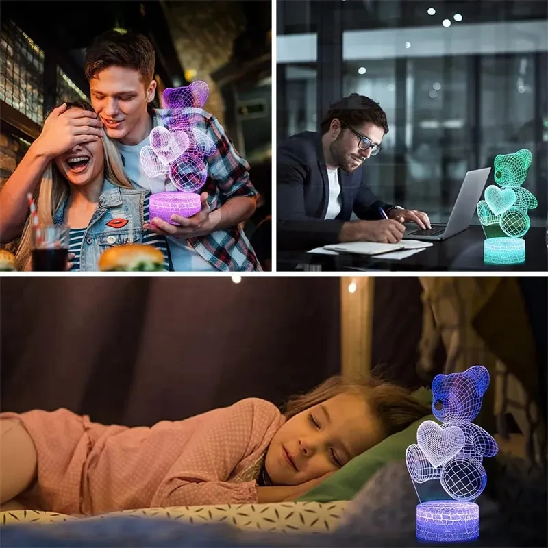 Lámpara 3D acrílica USB LED de noche, letrero de neón, decoración navideña para el hogar, dormitorio, cumpleaños, regalos de San Valentín.