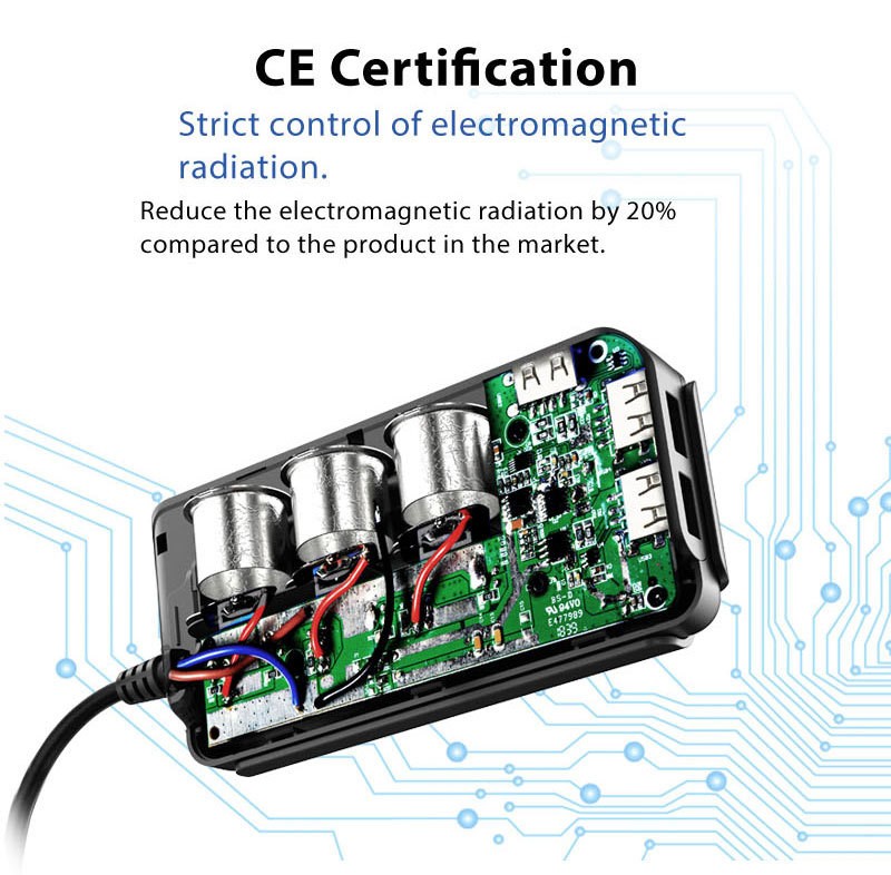 Cargador de coche de 120 W con enchufe para uno o tres encendedores e interruptor independiente