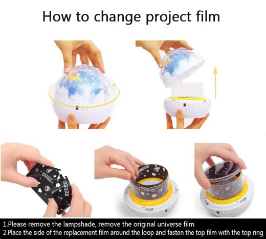 Proyector de cielo estrellado con rotación de la Tierra, luz nocturna LED, lámpara de noche LED alimentada por USB y pilas AA, luz novedosa para bebés