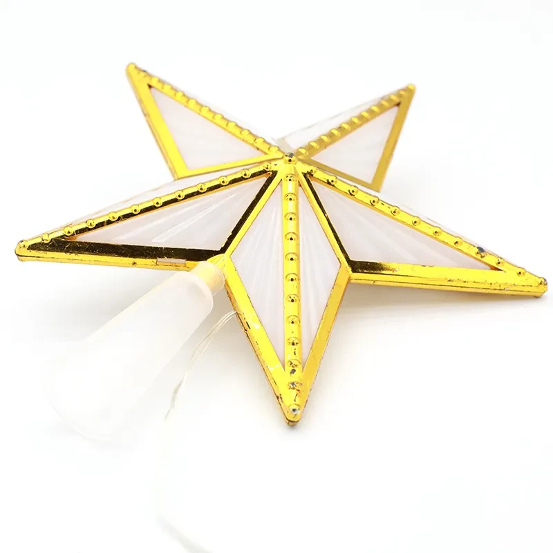 Luces navideñas con forma de estrella en la parte superior del árbol, de plástico, con USB y dos funciones de alimentación.