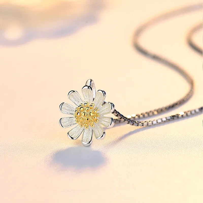 Colgante de girasol en plata de ley S925
