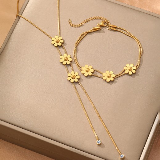 Conjunto de dos piezas de collar de serpiente con candado tridimensional