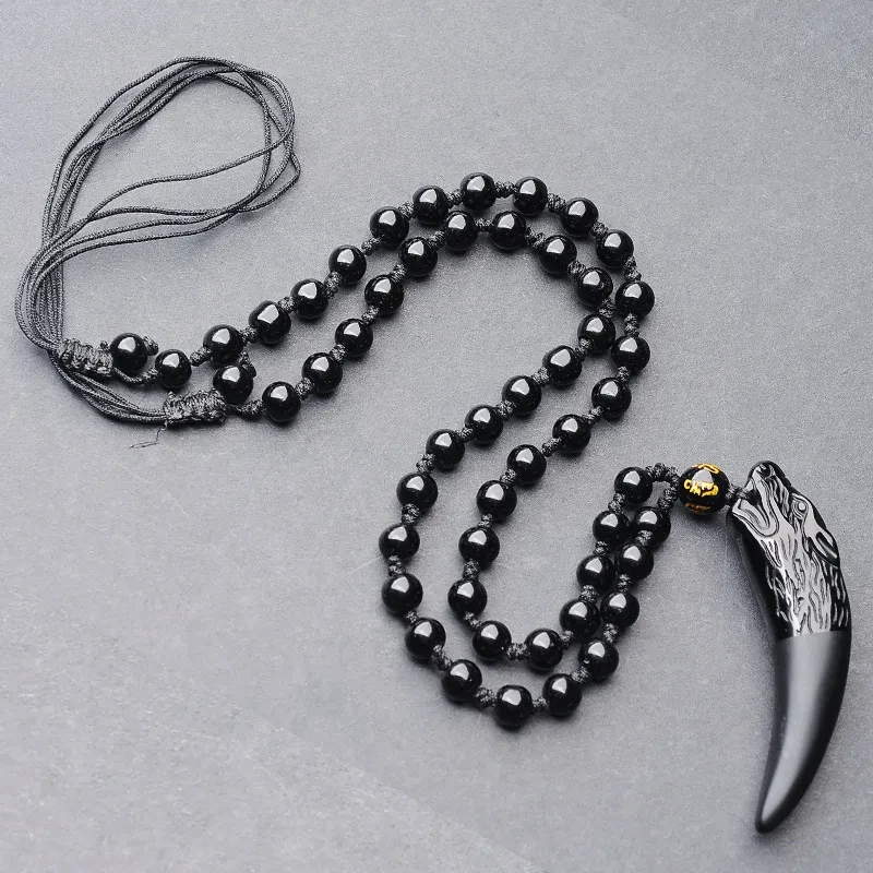 Colgante Langfang de obsidiana natural Colgante Langfang de obsidiana Colgante para hombre Fabricante Suministro