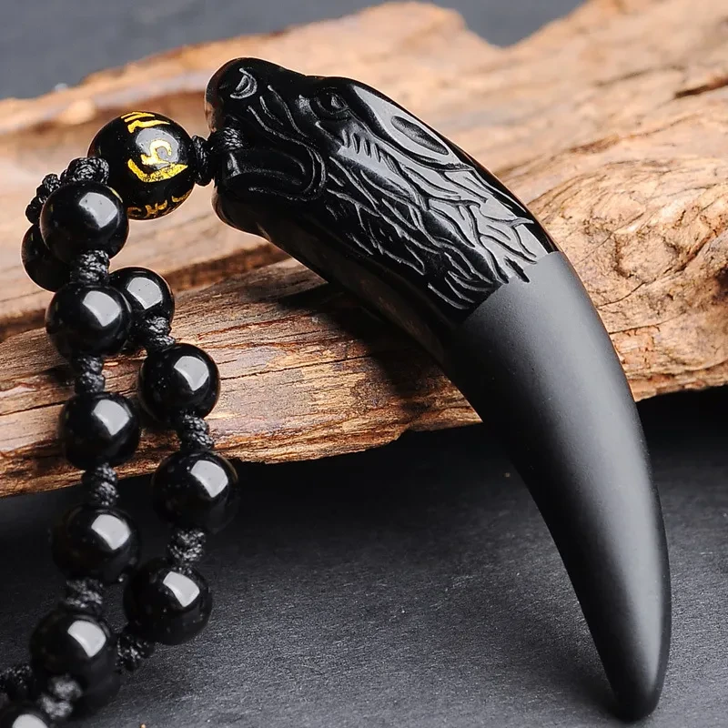 Colgante Langfang de obsidiana natural Colgante Langfang de obsidiana Colgante para hombre Fabricante Suministro
