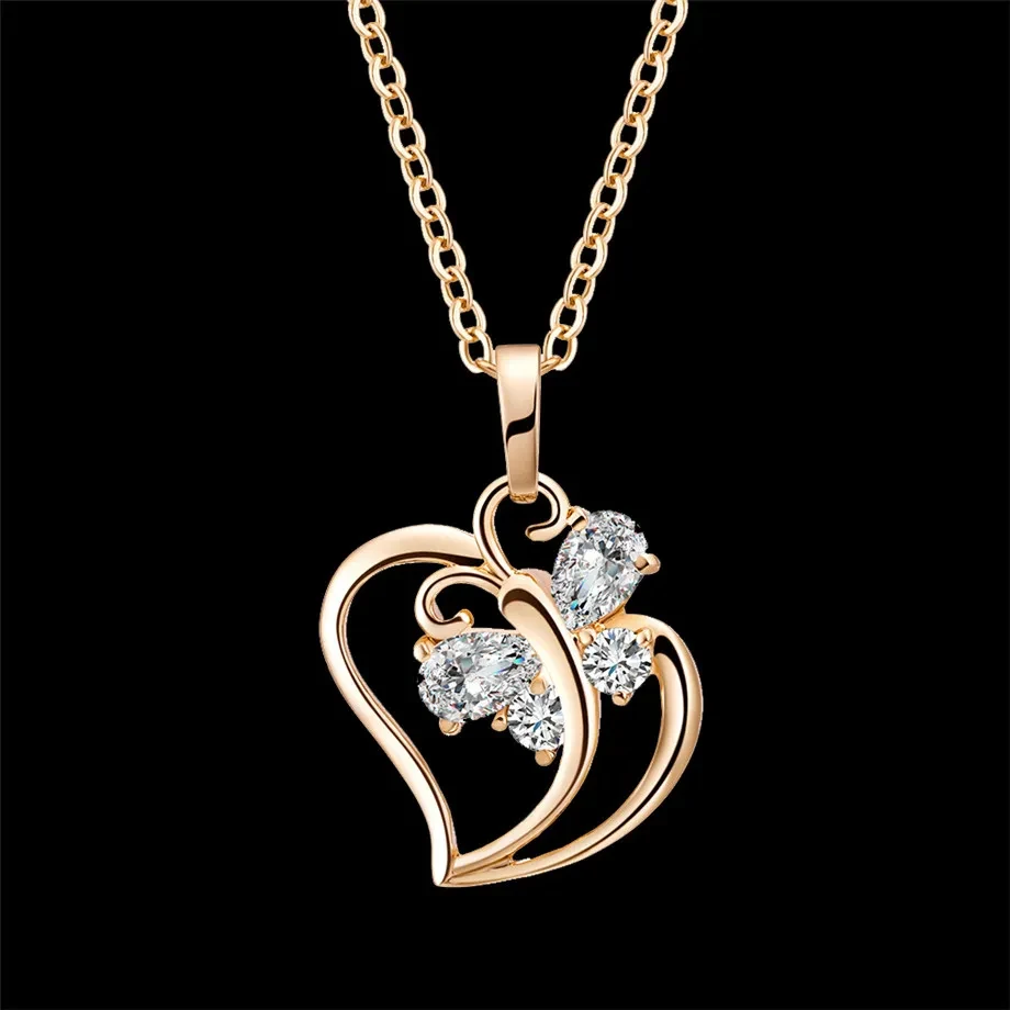Colgante de circonita de moda con forma de corazón.