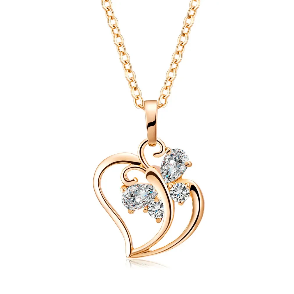 Colgante de circonita de moda con forma de corazón.